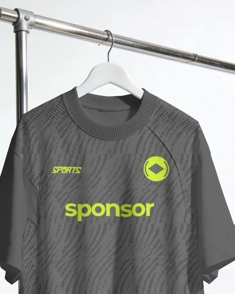 Modern Sports Jersey Mockup On Hanger With Breathable Fabric Texture For Design Presentation