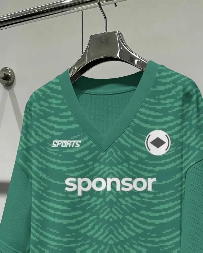 Breathable Mesh Sports Jersey Mockup On Hanger For Custom Athletic Apparel Designs