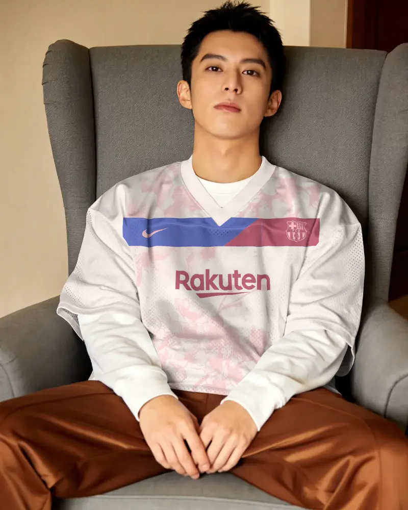 Casual Fitted Sports Jersey Mockup Highlighting Layered Outfit Ideal For Training Or Leisure
