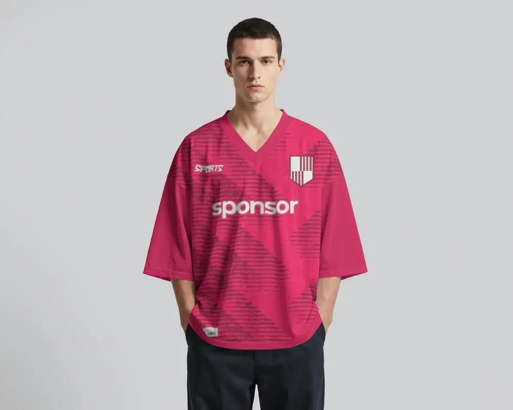 Breathable Mesh Oversized Jersey Mockup For Sports And Casual Wear Design Presentation