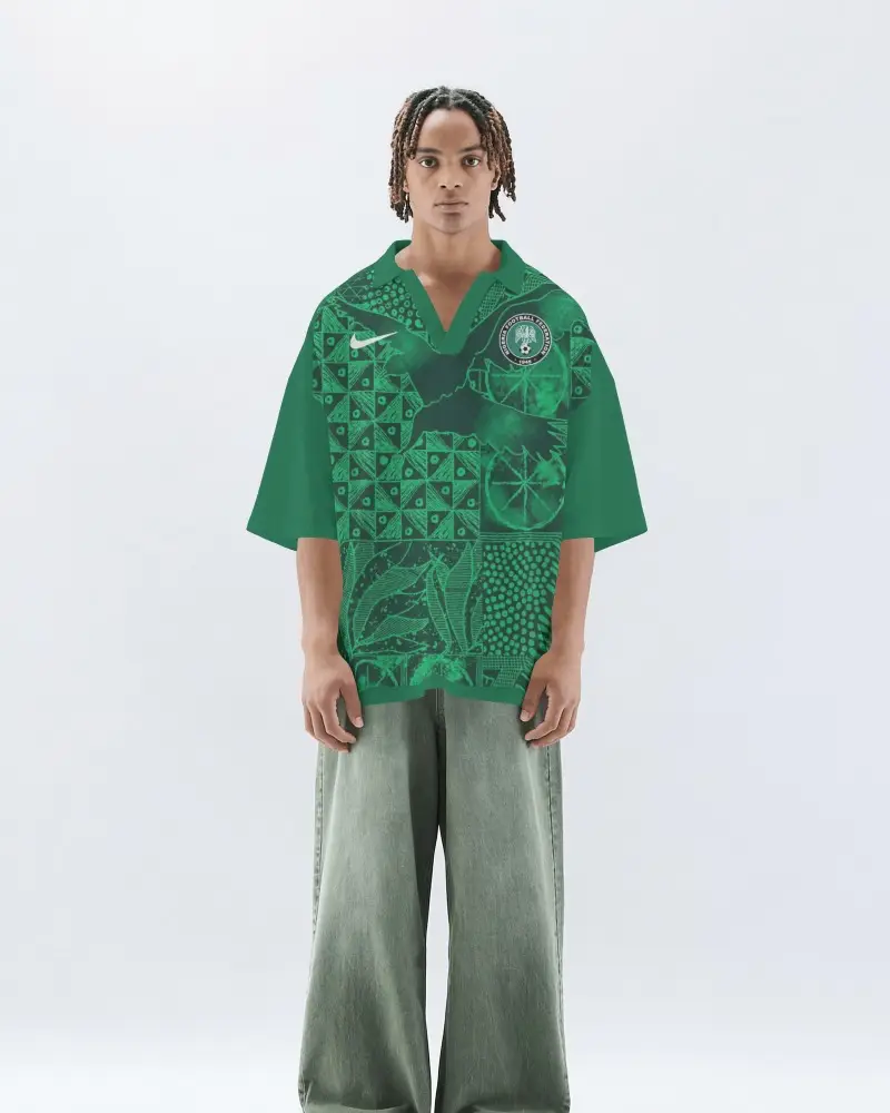 Minimal Studio Oversized Jersey Mockup Young Man Showcasing Loose Short Sleeve Fit