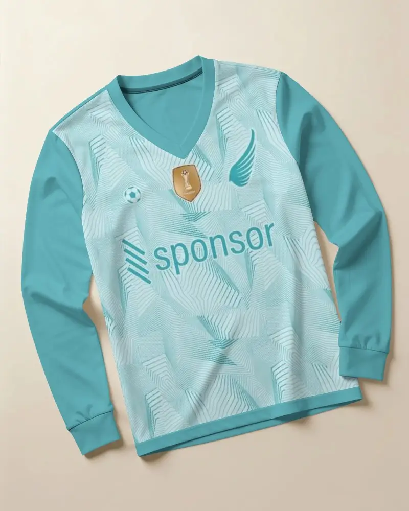 Long Sleeve V Neck Jersey Mockup Flat Lay Sportswear Apparel Design Template