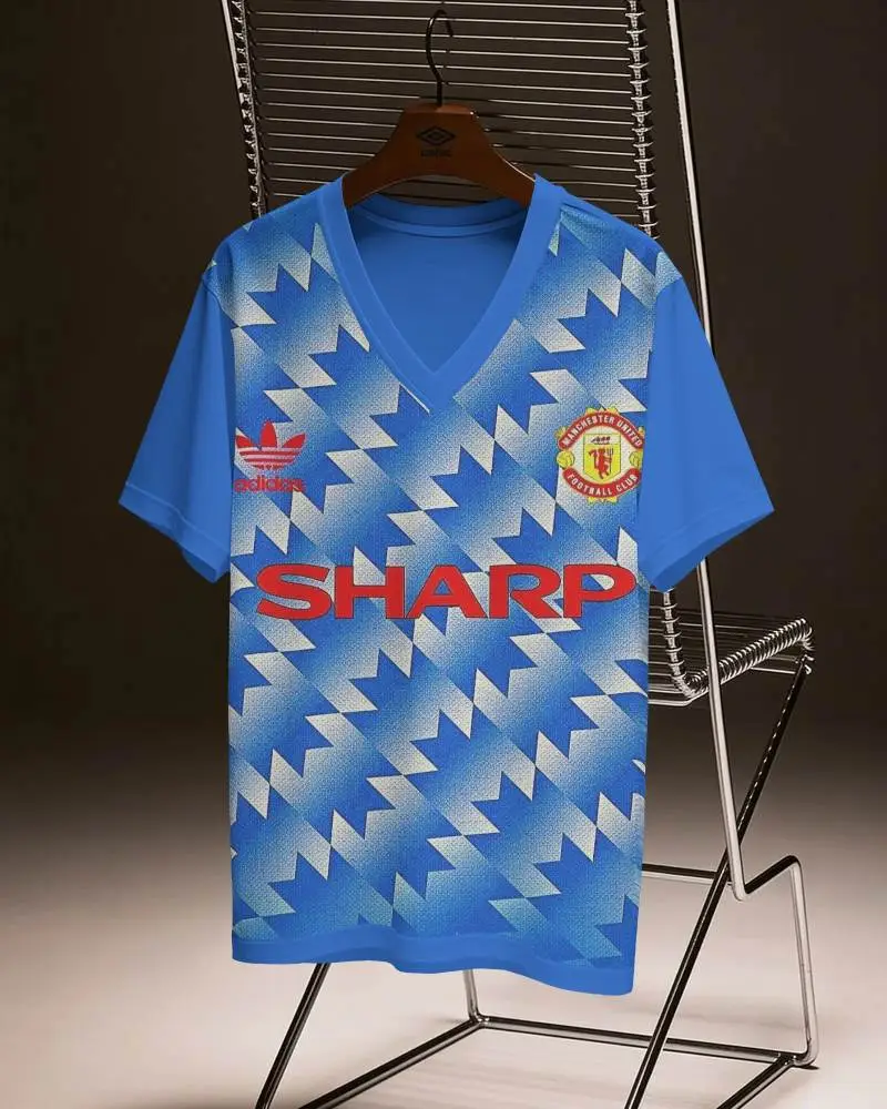 Premium Cotton Vneck Jersey Mockup Hanging On Modern Metal Chair For Fashion Preview