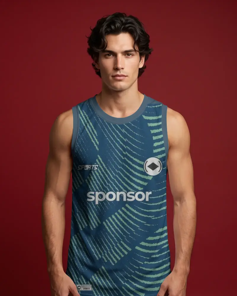 Athletic Muscle Fit Mens Sleeveless Jersey Mockup Athleisure Performance Top