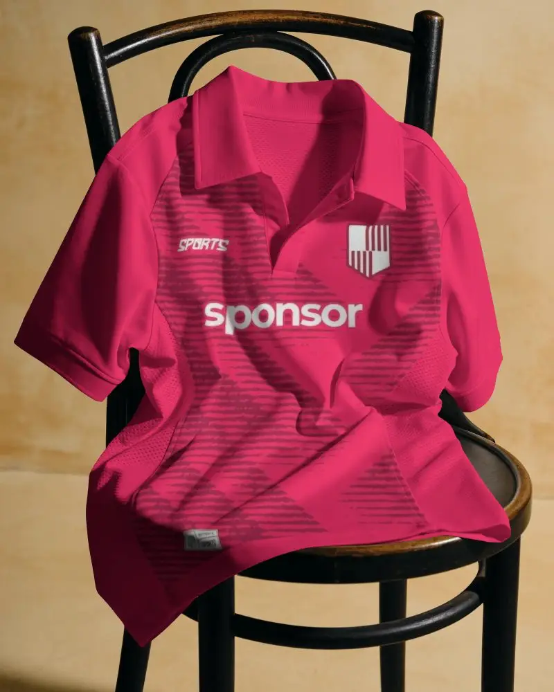 Breathable Cricket Jersey Mockup With Collared Design For Athletic Team Uniforms Sales