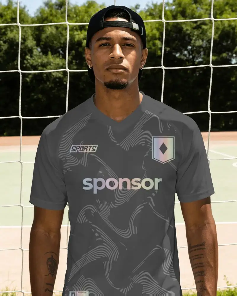 Premium Soccer Jersey Mockup Athlete Outdoor Goal Post Athletic Wear Sport Fashion