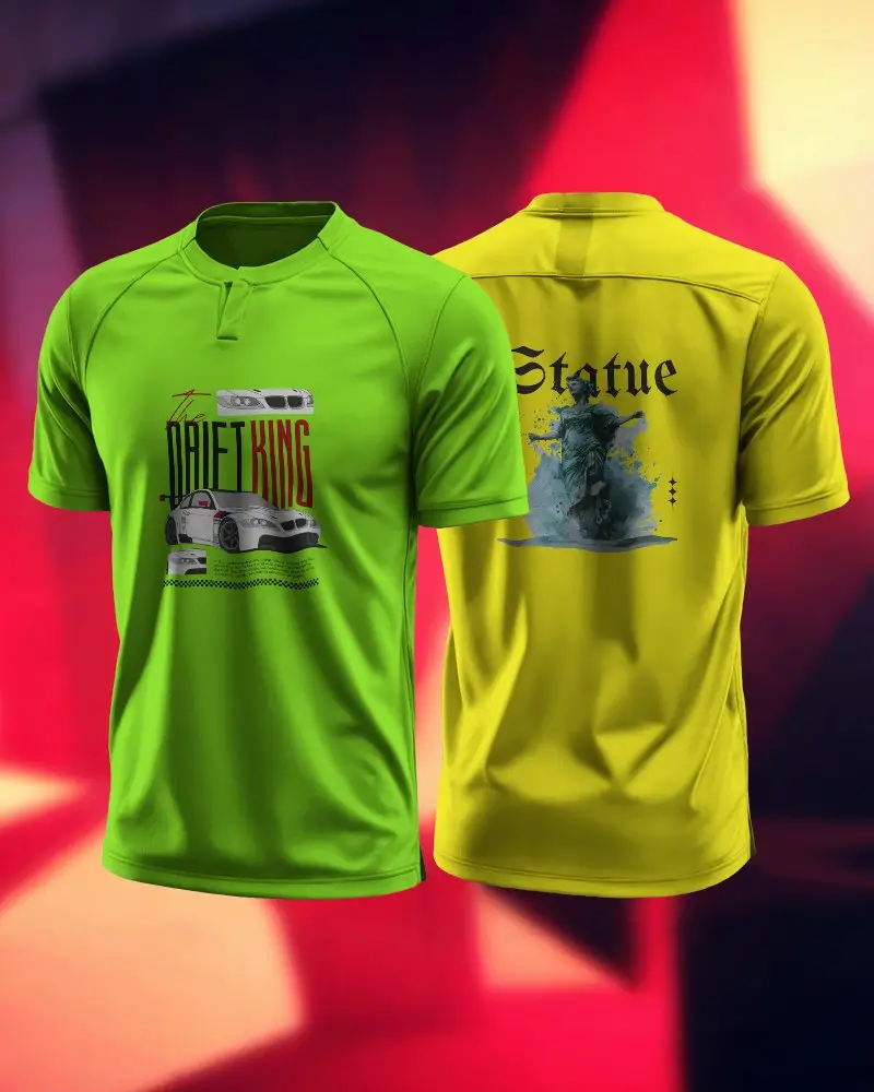 Performance Training Jersey Mockup Front And Rear Perspective Bright Colorful Studio Lighting