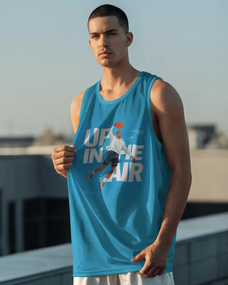 Lightweight Sleeveless Sports Jersey Mockup For Active Men Training Gym Run Casualwear