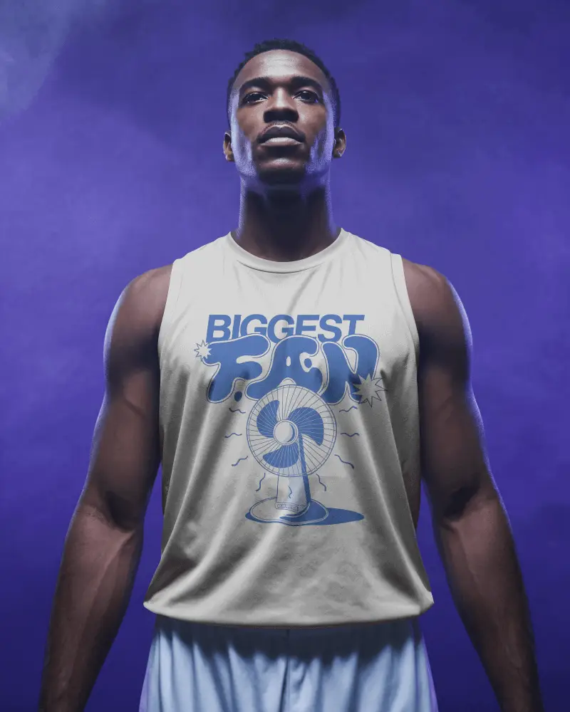 Purple Stadium Jersey Mockup Athlete Front View Under Foggy Dramatic Lights