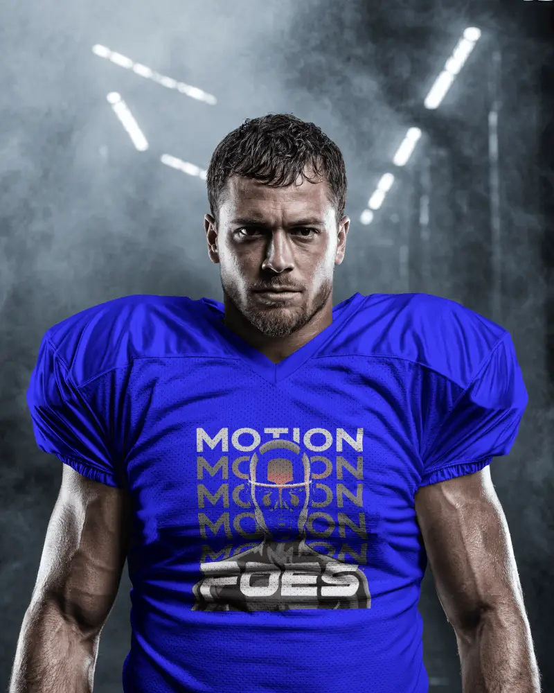 Intense Football Jersey Mockup Athlete Front Facing In High Contrast Smoke
