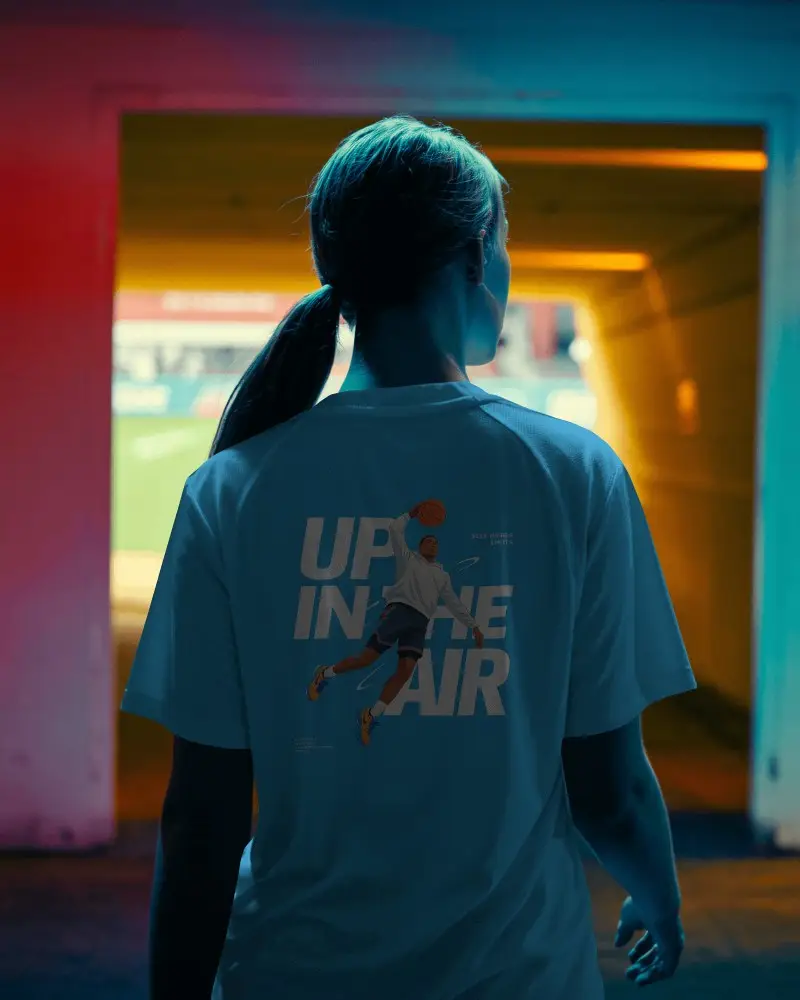 Game Time Jersey Mockup With Athlete Heading Toward Stadium Light And Crowd Energy