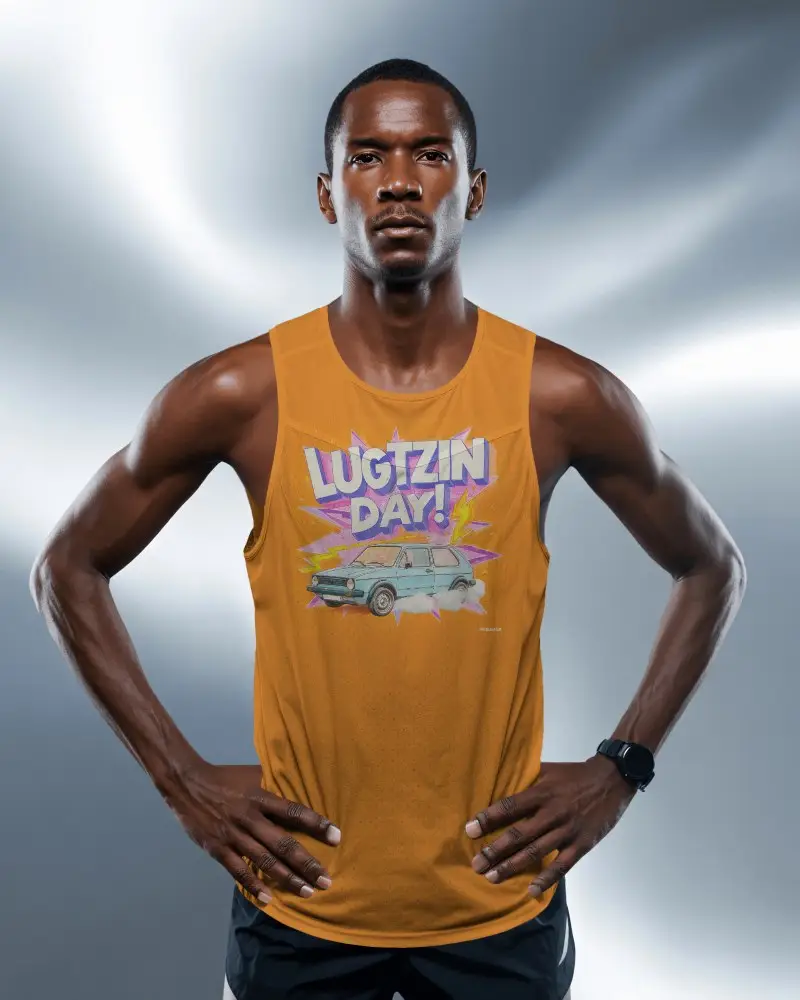 Elite Athlete Jersey Mockup Featuring Strong Stance And High Energy Backdrop