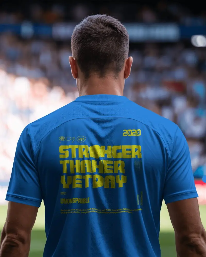 Stadium View Football Jersey Mockup Male Athlete Seen From Behind Before The Game