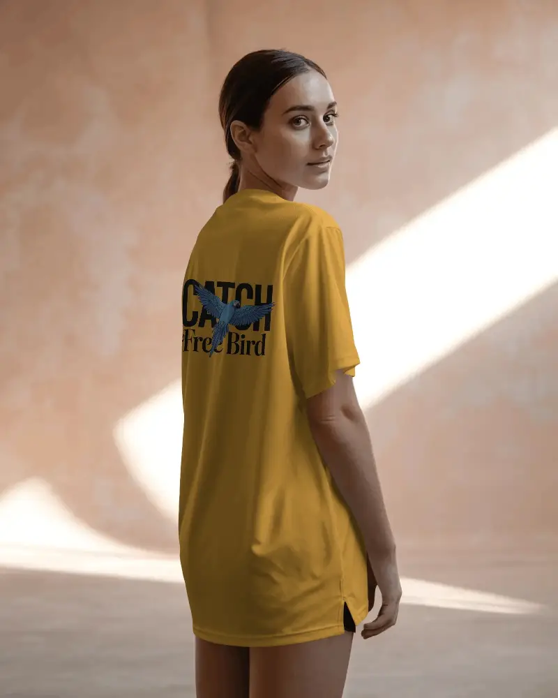 Trendy Loose Fit Womens Athletic Jersey Mockup With Back And Side Hem Detail