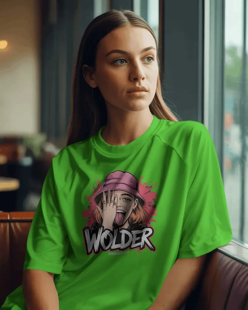 Female Model Wearing Relaxed Fit Plain Jersey Mockup For Custom Athletic Apparel Designs