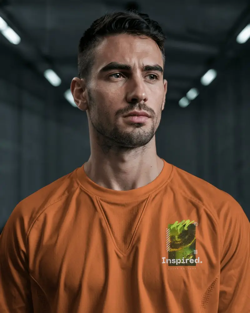 Minimal Sporty Jersey Mockup Front Facing Male Athlete In White Custom Shirt Moody Atmosphere