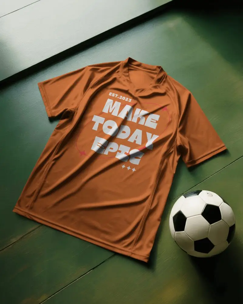 Premium Sports Jersey Mockup With Soccer Ball For Athletic Apparel Design Presentation