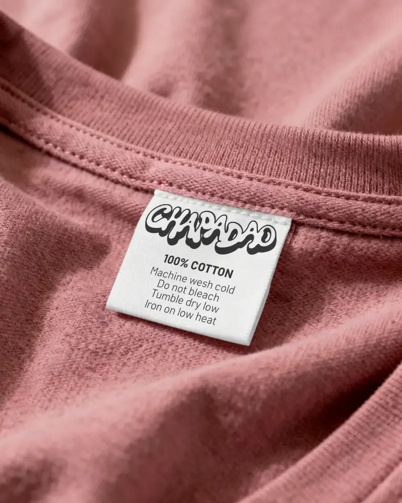 Soft Fabric Clothing Label Mockup Apparel Tag Stitching Detail Fiber Texture