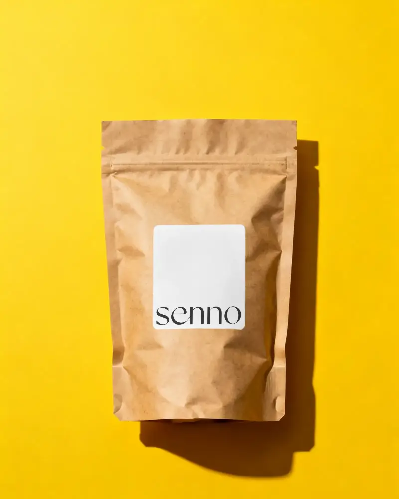 Reusable Zipper Lock Kraft Paper Bag With Customizable Grey Label Mockup Front Center