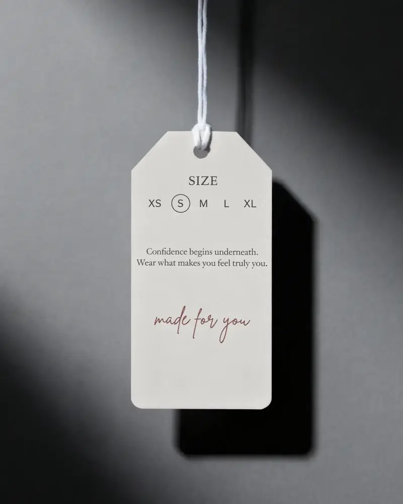 Blank Hanging Label Mockup On Minimalistic Background For Branding Or Packaging