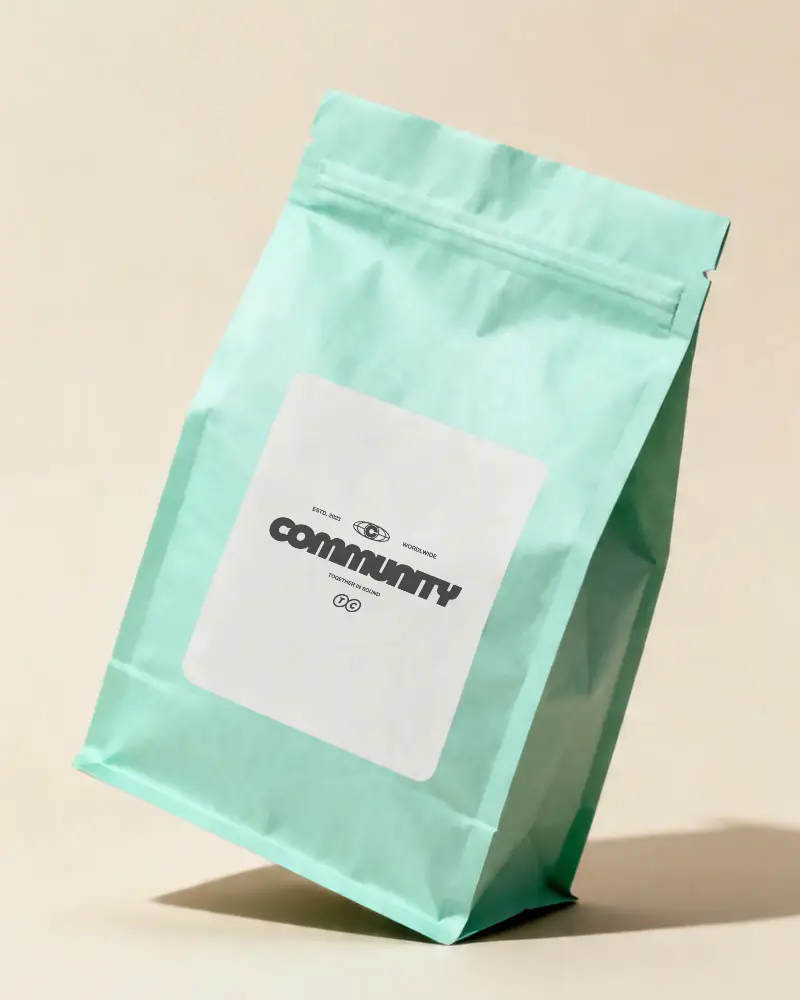 Kraft Paper Flat Bottom Bag With Rectangle Label Mockup For Product Display And Design