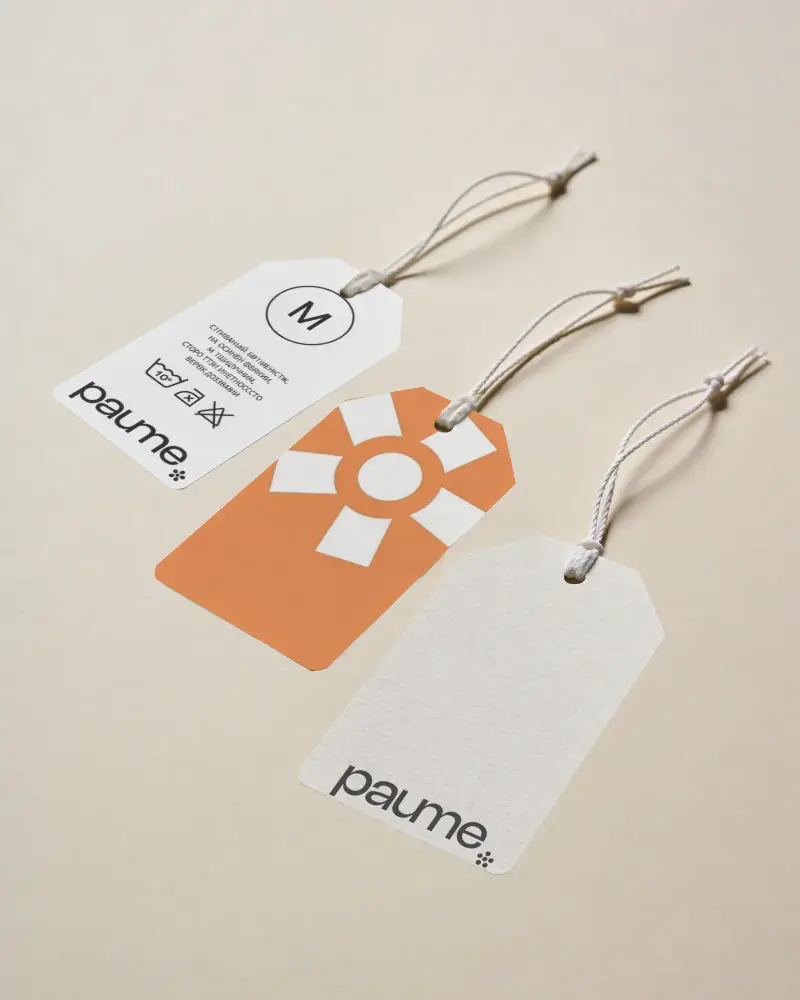 Paper Price Tags With String Placed On A Plain Background For Label Mockup