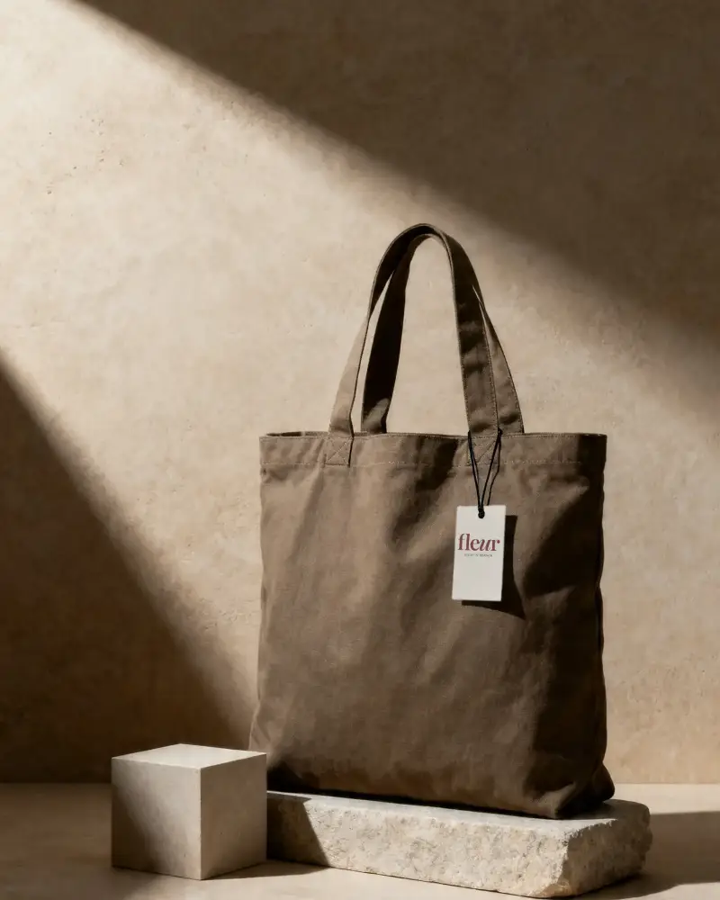 Sustainable Fabric Shoulder Lable Mockup Showcasing Customizable Hanging Price Tag Design