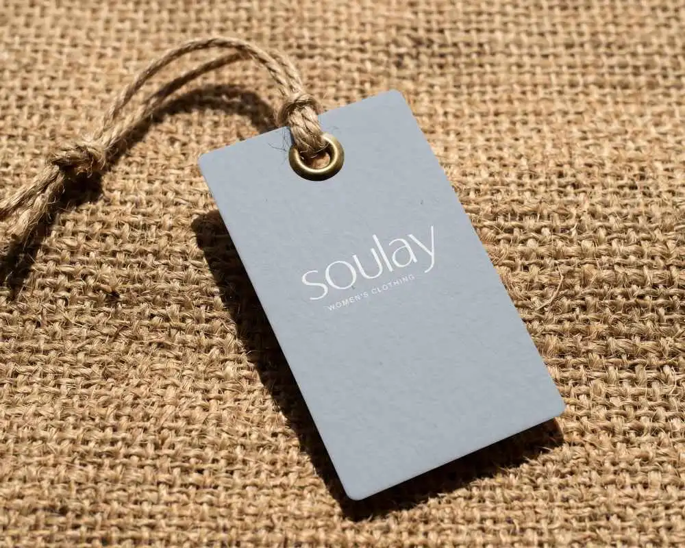 Natural Texture Hanging Label Mockup With Metal Reinforced Hole And Jute Rope