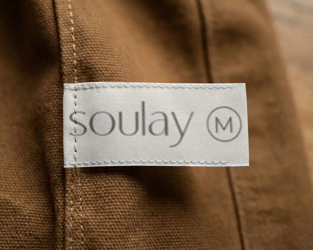 Sewn Fabric Clothing Label Closeup Stitching Texture Apparel Branding Tag Mockup Template