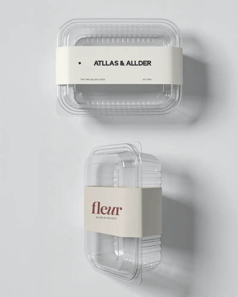Clear Plastic Food Packaging Container With Horizontal Label For Branding