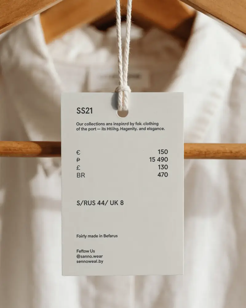 Simple Vertical Clothing Label Mockup For Promotional Use In Fashion Industry Marketing