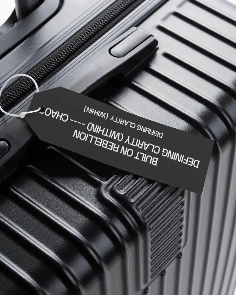 Luxury Travel Label Mockup On Hard Shell Suitcase With Modern Retail Travel Branding Focus