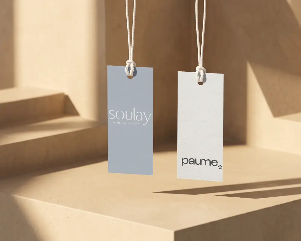 Minimalistic Hanging Label Mockups For Fashion Brand Packaging And Product Tag Design