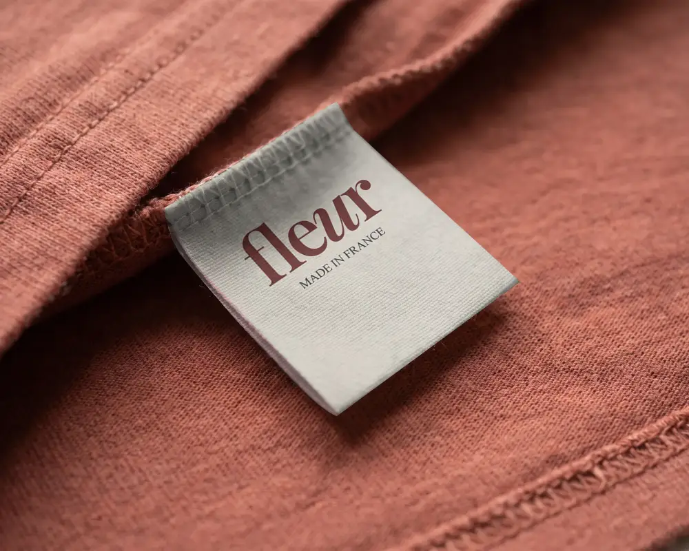Close Up Minimalist Clothing Label Mockup For Apparel Brand Identity Presentation