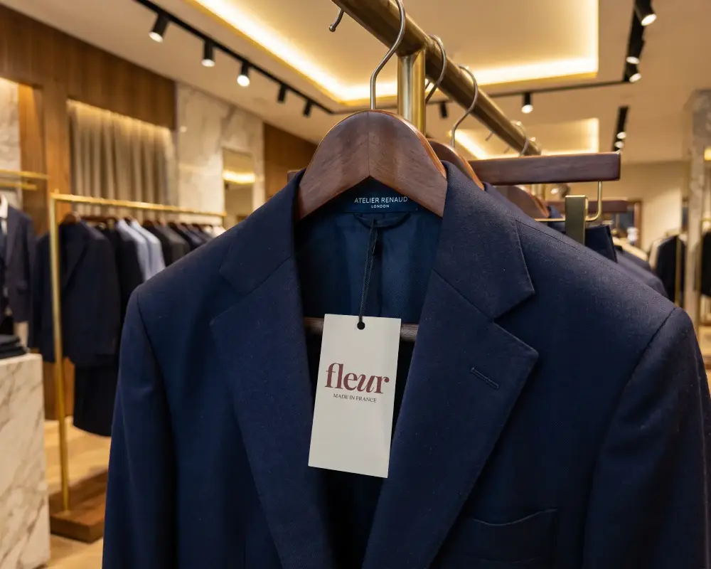 Premium Clothing Label Mockup On Tailored Jacket For High End Fashion Brand