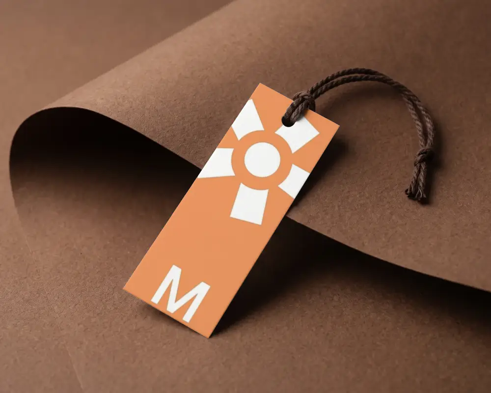 Minimalistic Blank Hanging Label Mockup On Textured Craft Paper Background For Branding Design