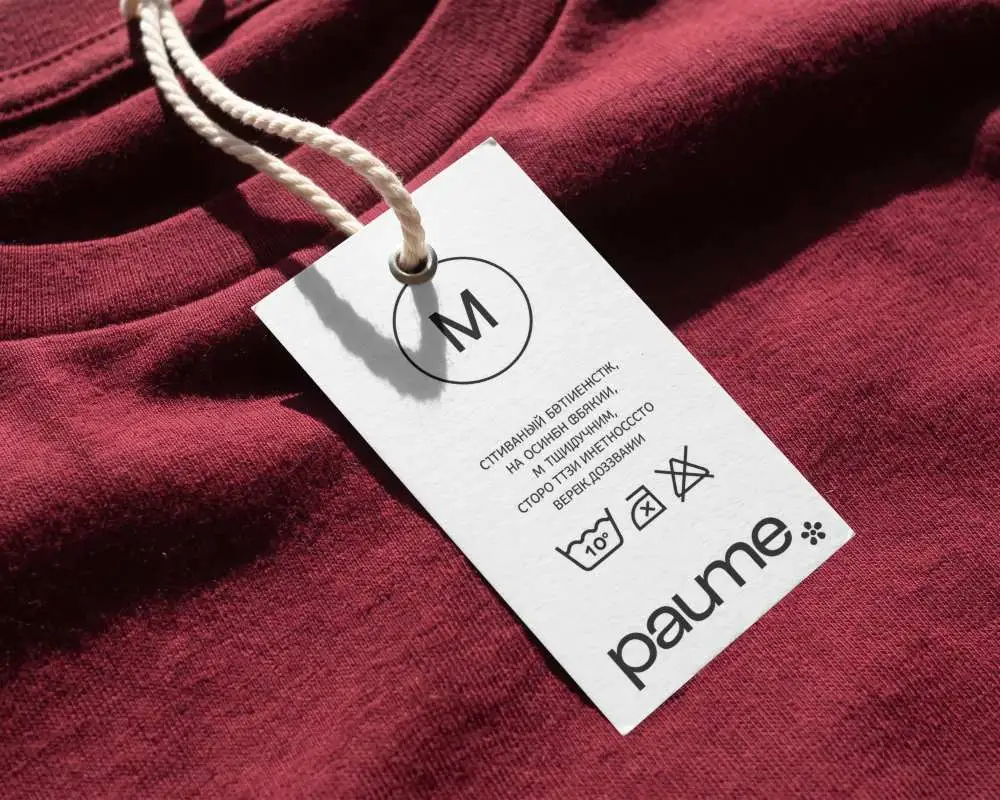 Blank Apparel Label Mockup With High Quality Texture And Rope On Fabric Background