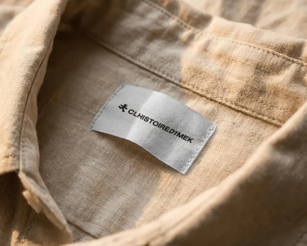 Premium Textile Label Mockup On Collar For Fashion Identity And Branding Purposes