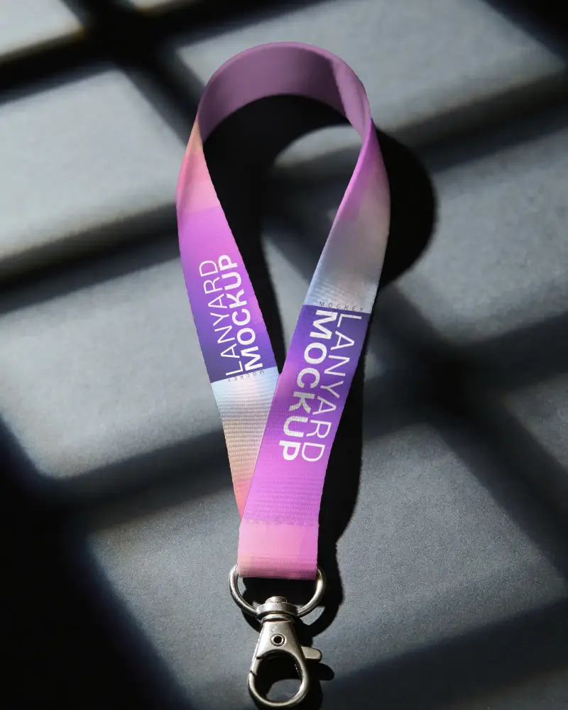 Durable Custom Lanyard Mockup Metal Clip Ideal For Id Badges And Event Pass Holding
