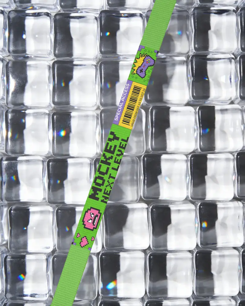 Premium Textured Lanyard Mockup Lay Against Transparent Checkered Background Enhanced Visuals