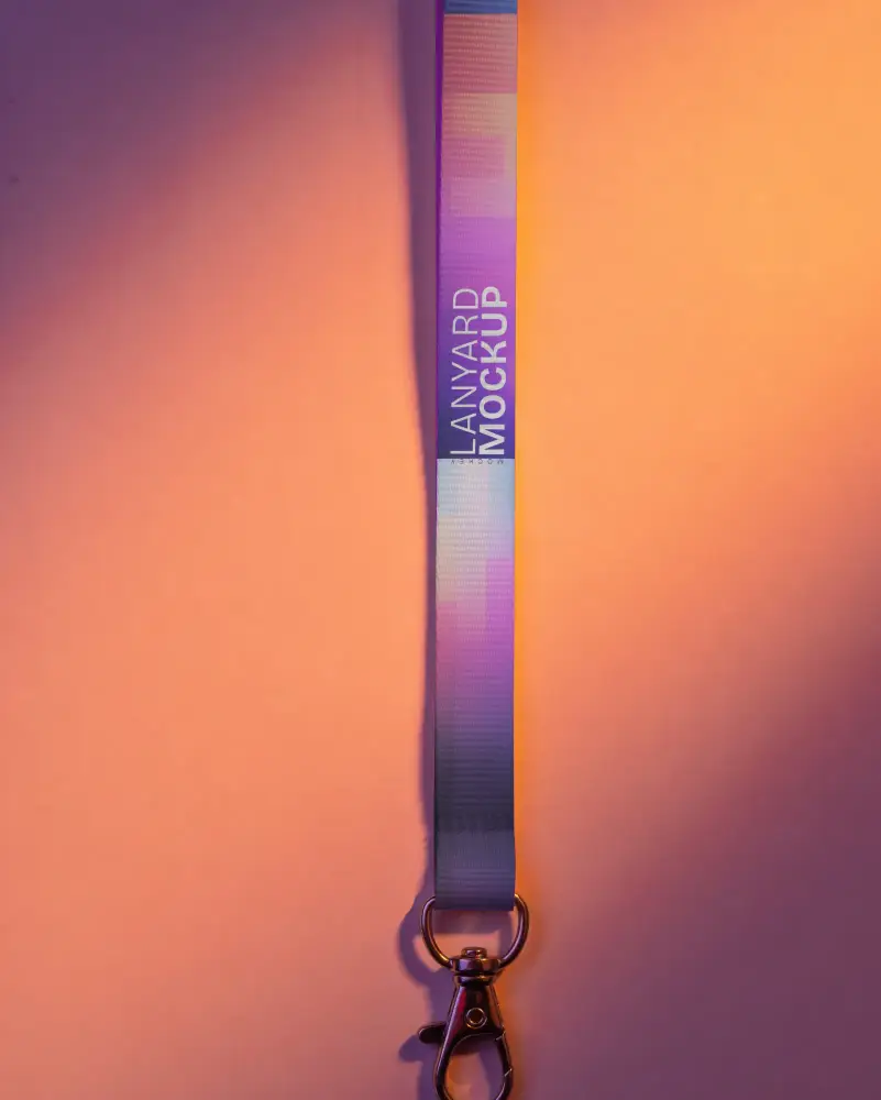 Clean Lanyard Mockup Showcasing Detachable Hook And Adjustable Length Options