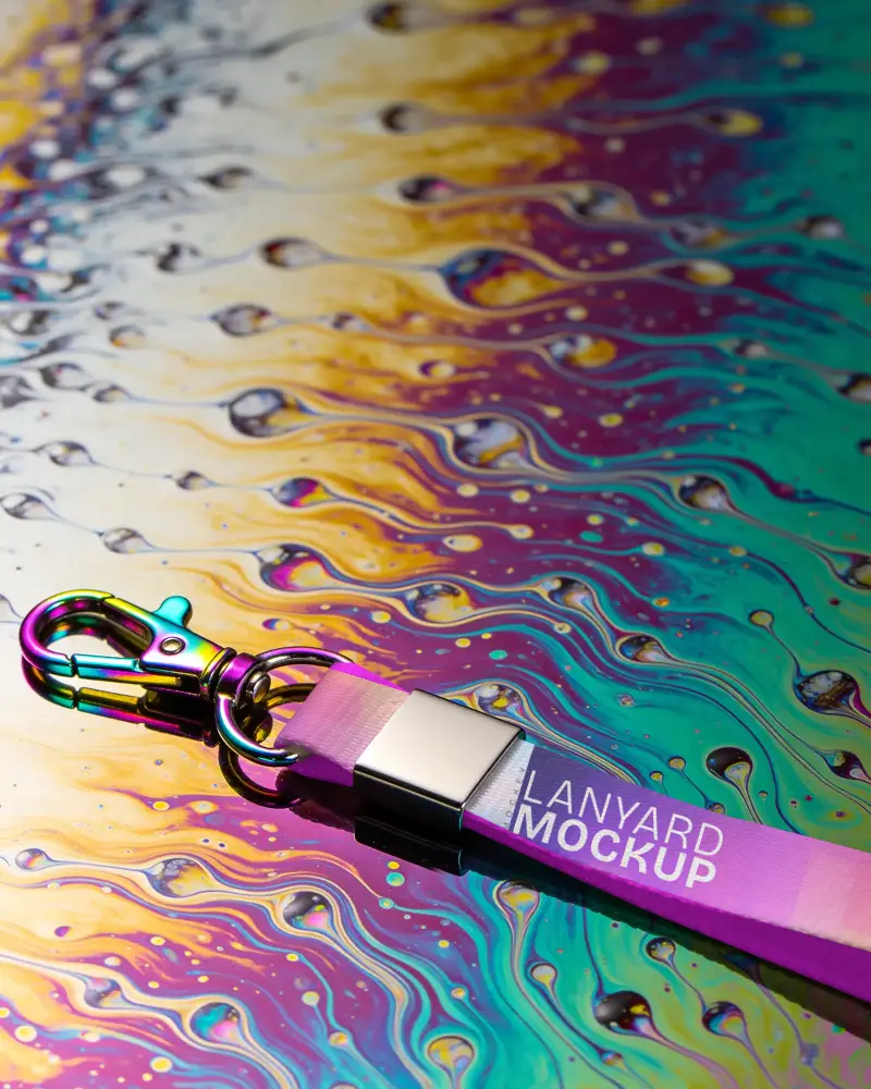 Durable Metal Hook Lanyard Mockup Adjustable Clasp For Secure Attachment In Professional Use