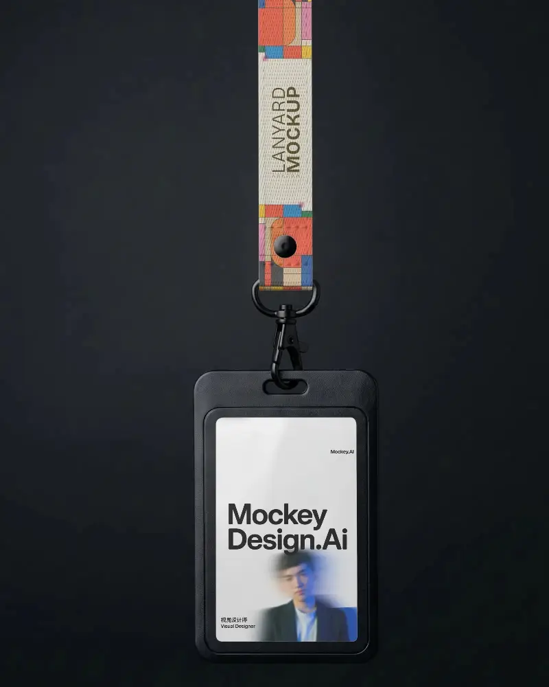Premium Custom Lanyard Mockup With Id Badge Holder For Professional Employee Accessories Use