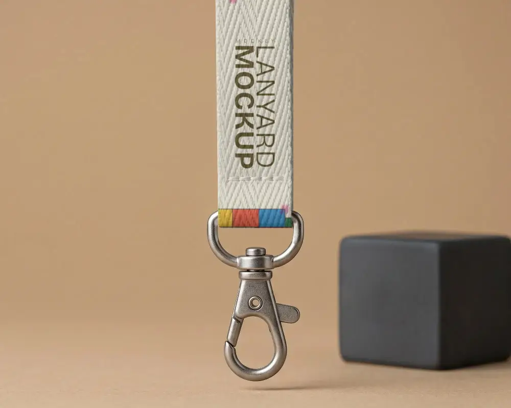 High Quality Durable Lanyard Mockup With Metal Hook For Custom Branded Accessory Use