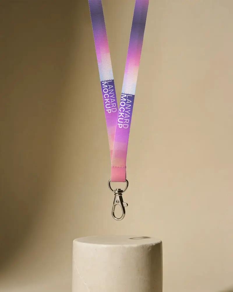 Premium Quality Lanyard Mockup With Durable Clasp Perfect For Id Badges And Key Holders