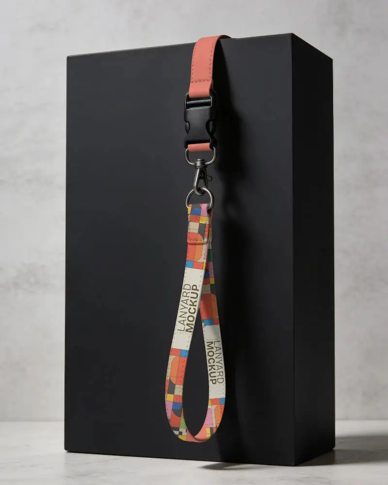 Sleek Minimalist Lanyard Mockup Showcasing Strong Durable Attachment And Simple Functional Design