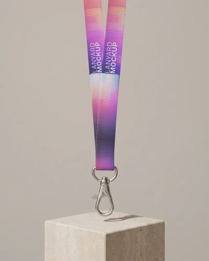 Customizable Lanyard Mockup With Metal Clip For Id Badge Holder And Promotional Giveaways