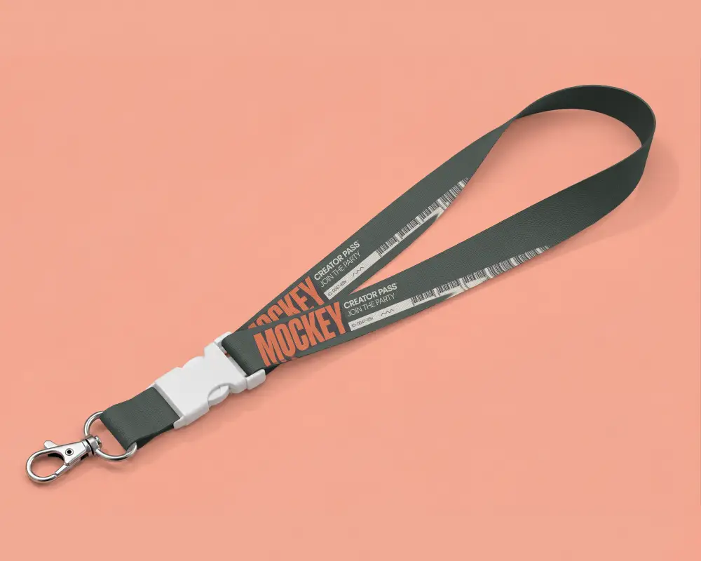 Customizable Detachable Lanyard Mockup With Metal Clip For Id Badge Holders And Access Cards