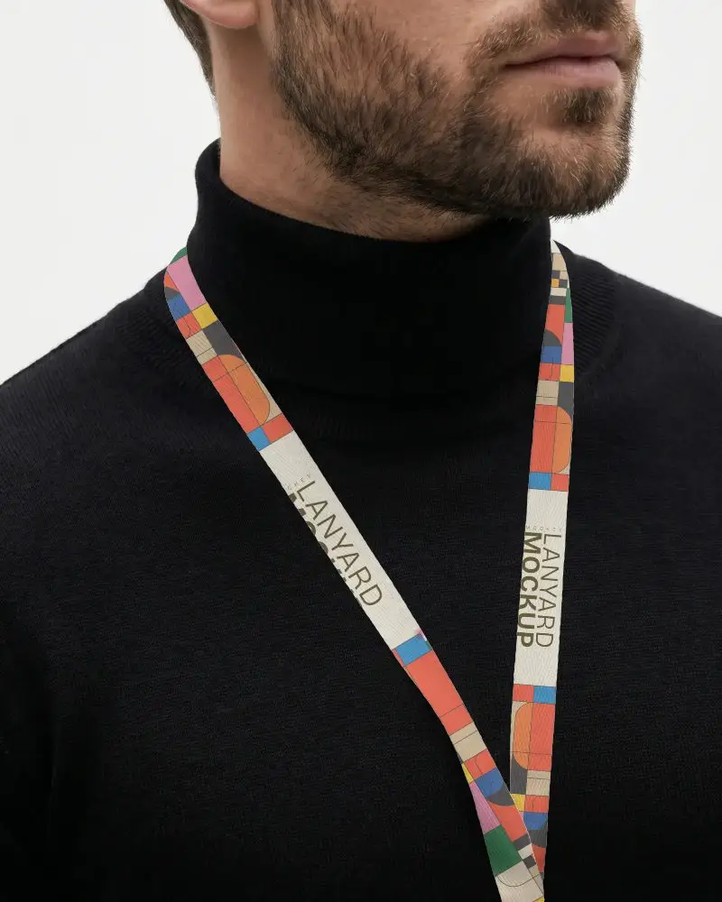 Customizable Lanyard Mockup Showcasing Realistic Texture And Wearable Styling For Branding