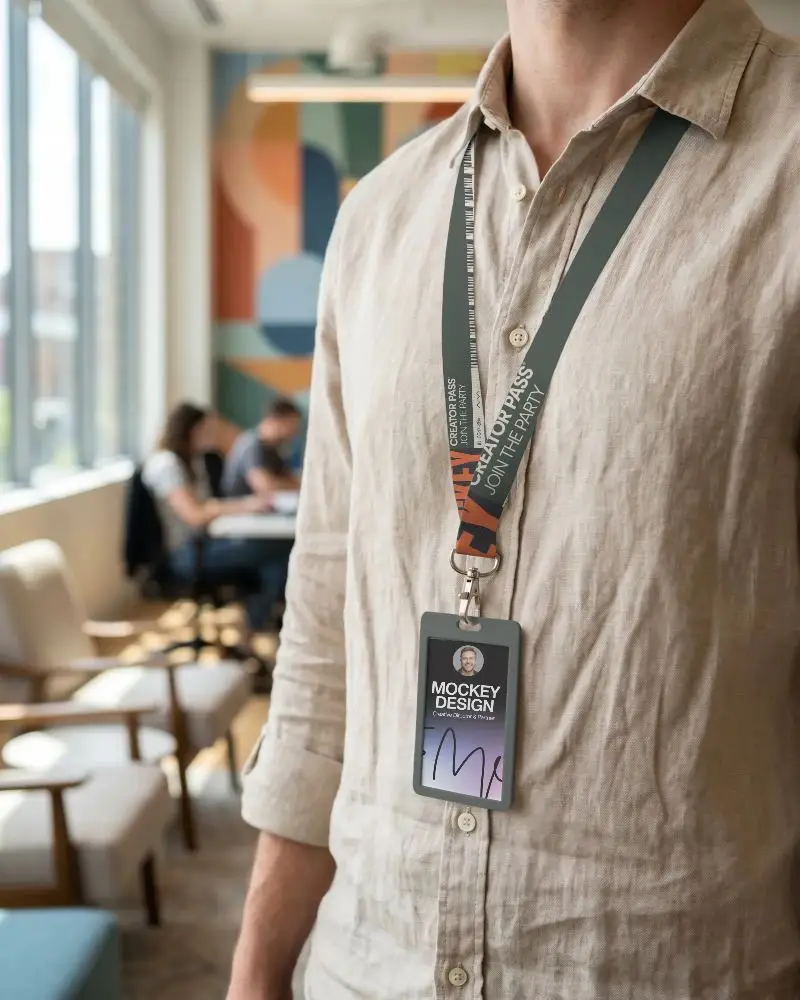 Professional Lanyard Id Holder Mockup For Custom Branded Corporate And Office Event Accessories